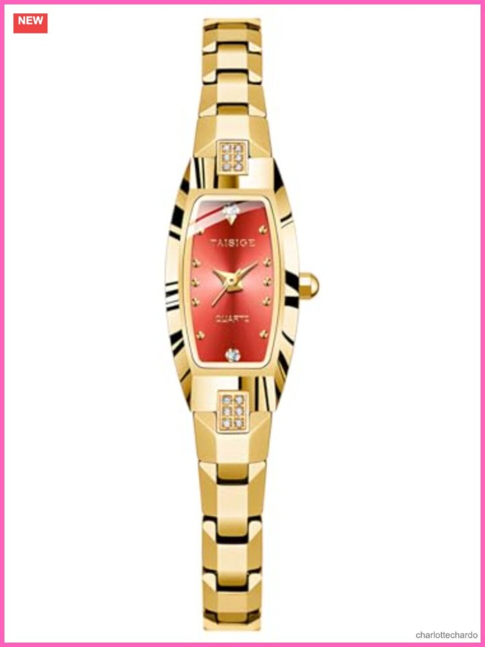 Dainty Gold Quartz Watch Stainless Steel Band Analog Dress Wristwatch